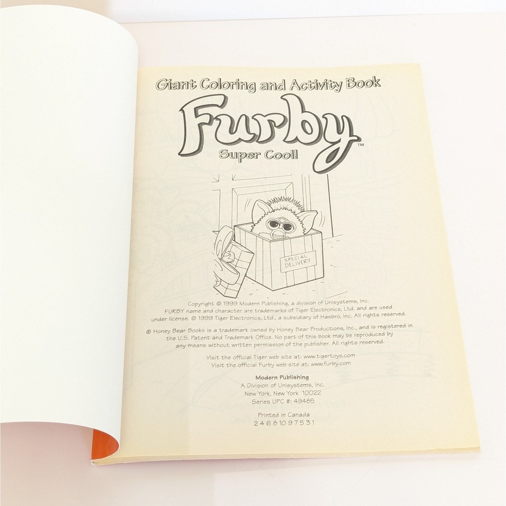 Vintage 1999 Furby Super Cool Giant Coloring Activity Book Honey Bear Books NEW - Picture 6 of 14